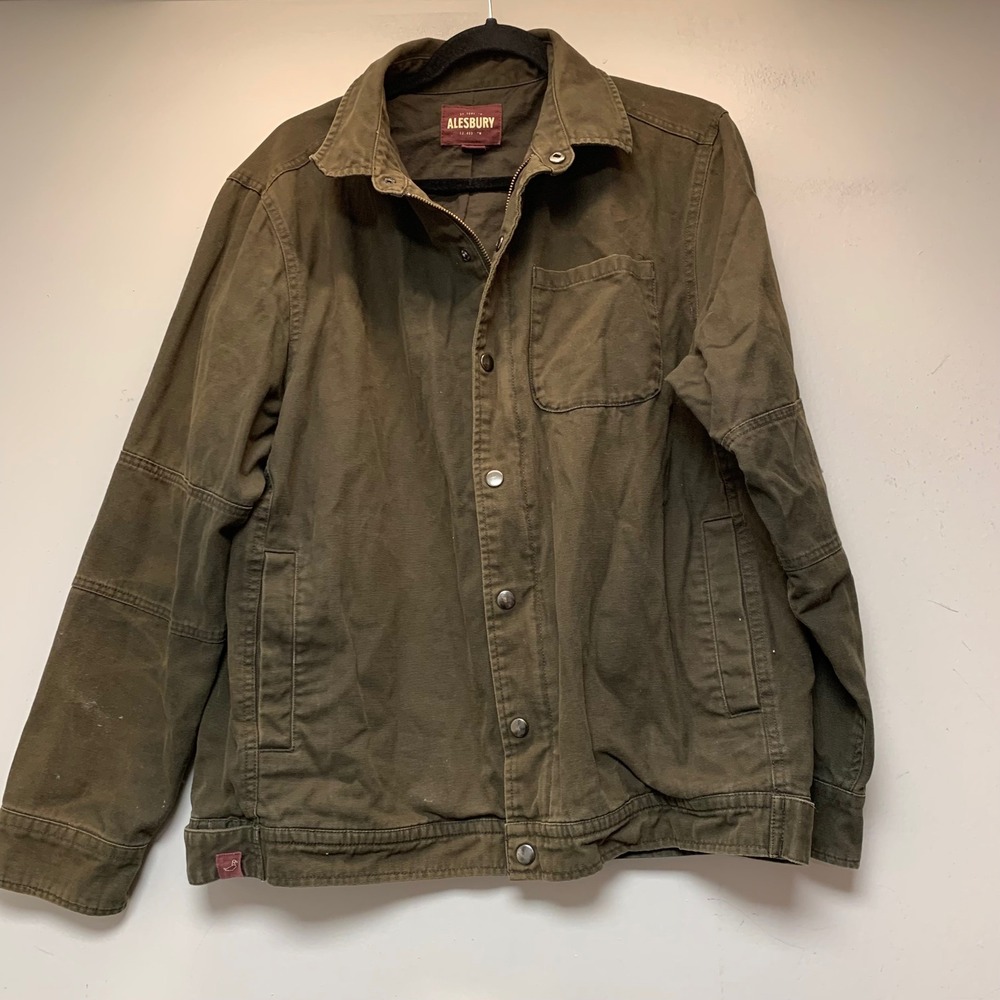 Alesbury Canvas Chore Jacket Mens Large Olive Green Excellent Rugged Workwear